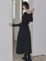 RENSE Side Shirring Draped Tee Black