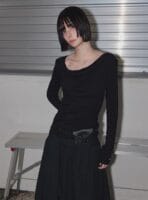 RENSE Side Shirring Draped Tee Black