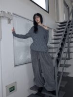 RENSE Loose Fit Turtleneck Tee Blue Stripe