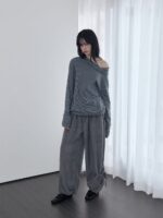 RENSE Loose Fit Turtleneck Tee Blue Stripe