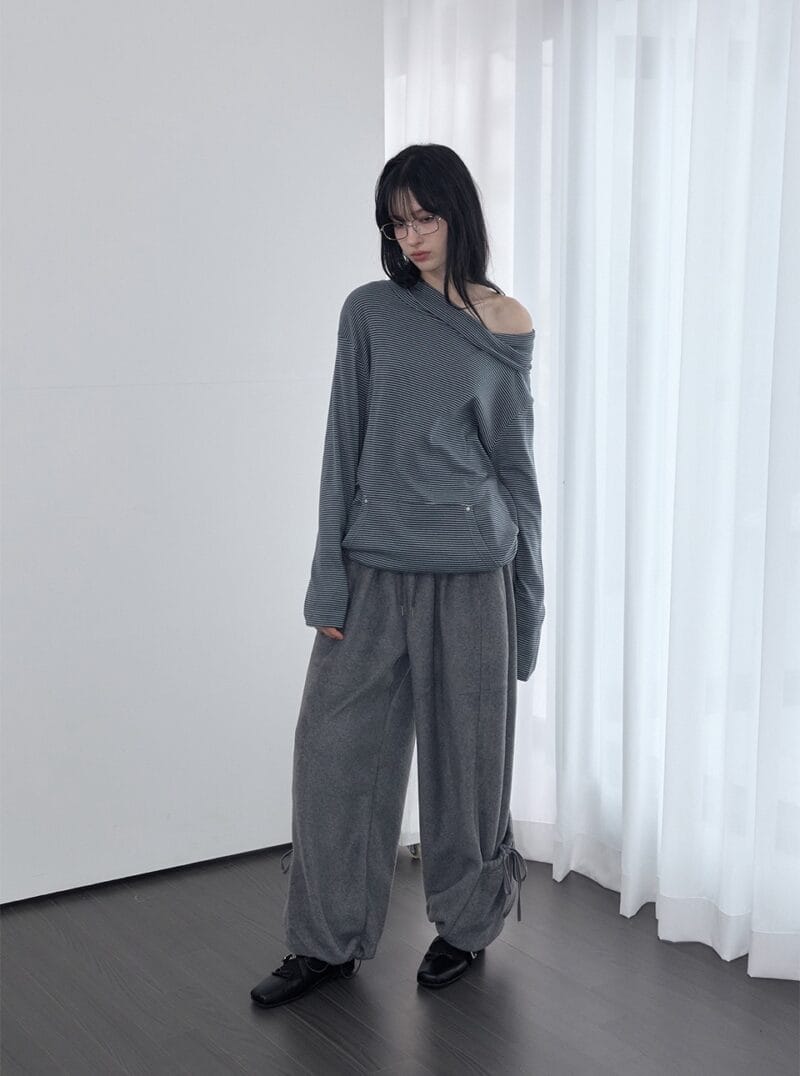 RENSE Loose Fit Turtleneck Tee Blue Stripe