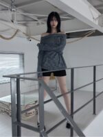 RENSE Loose Fit Turtleneck Tee Blue Stripe