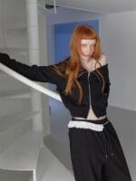 RENSE Open Halter Hoodie Zip-Up Black