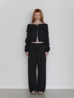 RENSE Open Halter Hoodie Zip-Up Black