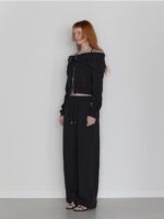 RENSE Open Halter Hoodie Zip-Up Black