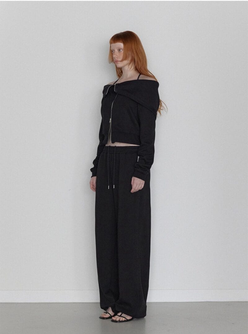 RENSE Open Halter Hoodie Zip-Up Black