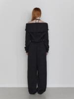 RENSE Open Halter Hoodie Zip-Up Black