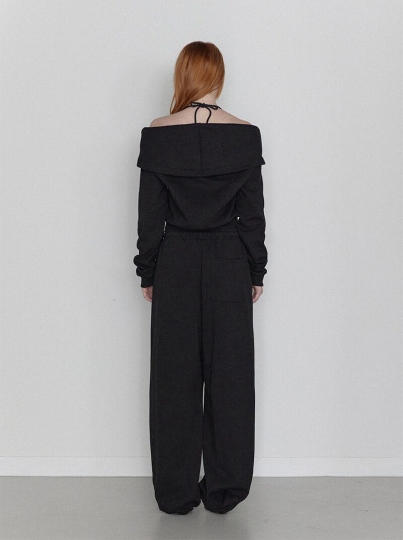 RENSE Open Halter Hoodie Zip-Up Black