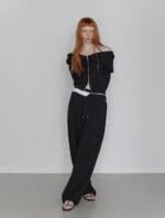 RENSE Open Halter Hoodie Zip-Up Black