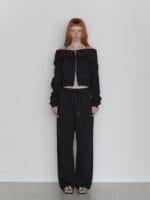 RENSE Open Halter Hoodie Zip-Up Black