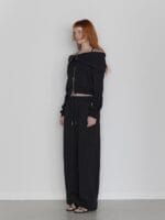 RENSE Open Halter Hoodie Zip-Up Black