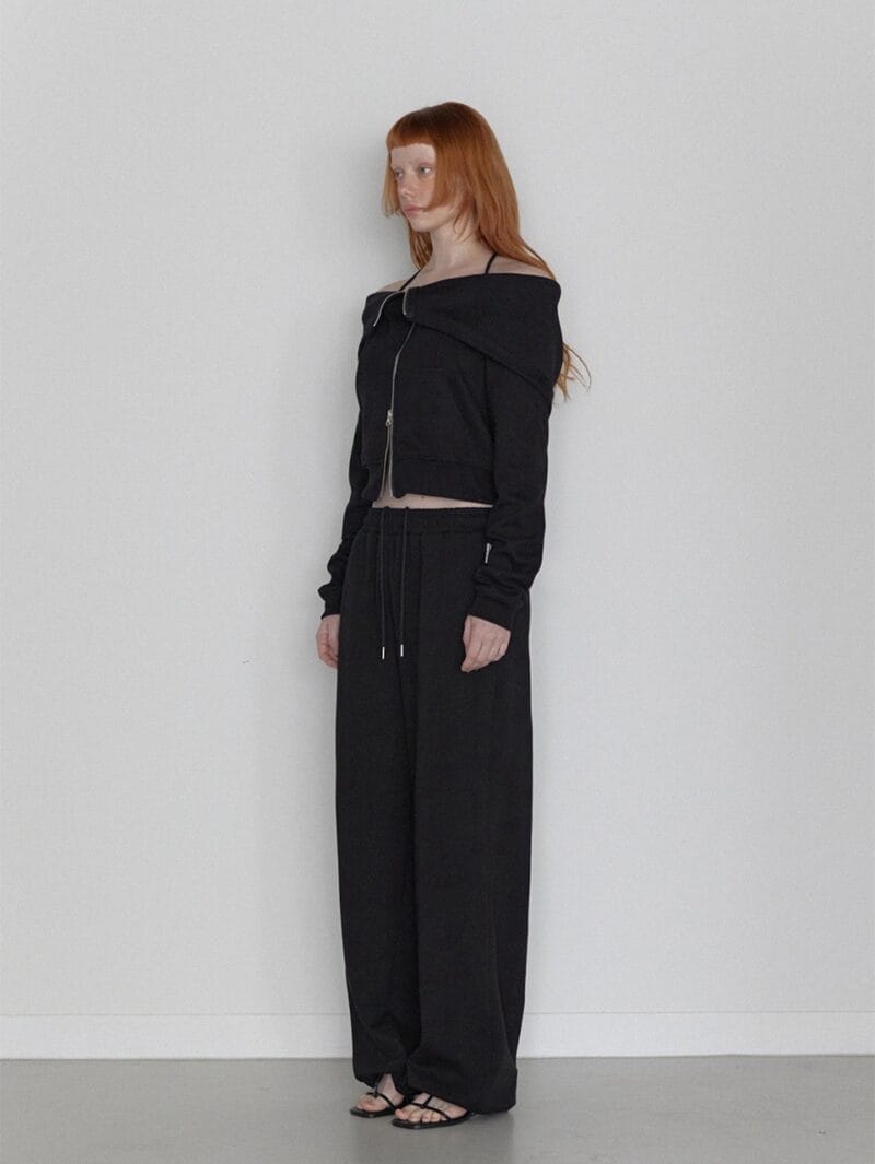 RENSE Open Halter Hoodie Zip-Up Black