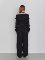 RENSE Open Halter Hoodie Zip-Up Black