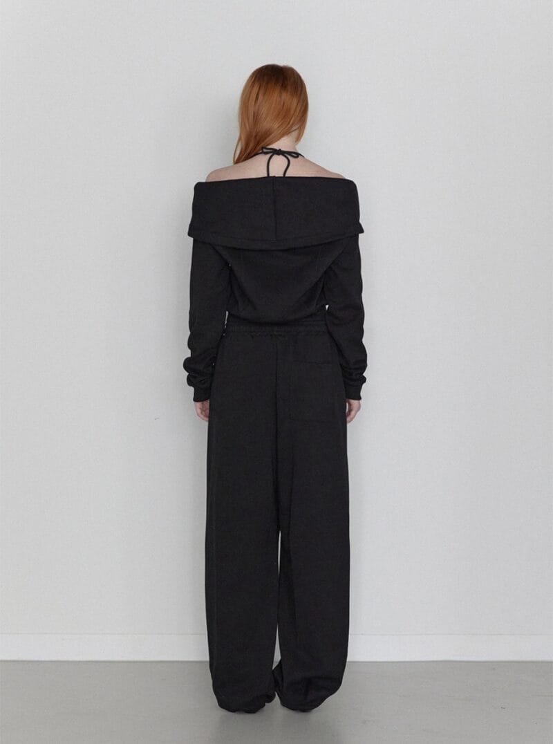 RENSE Open Halter Hoodie Zip-Up Black