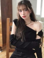 Cloudemotion 斜肩两件套 黑色