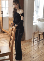 Cloudemotion 斜肩两件套 黑色