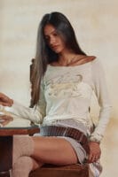 Bitter Cells Fog Cat Boat Neck Long Sleeve-Ivory