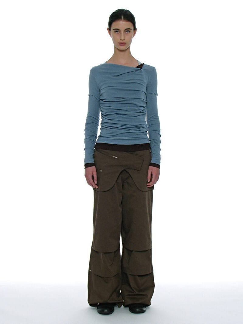 Partimento DOUBLE FACED PINTUCK DRAPE TOP (2 PACK)_DUSTY BLUE