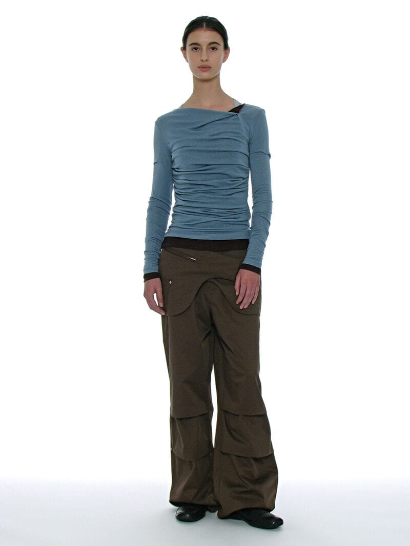 Partimento DOUBLE FACED PINTUCK DRAPE TOP (2 PACK)_DUSTY BLUE