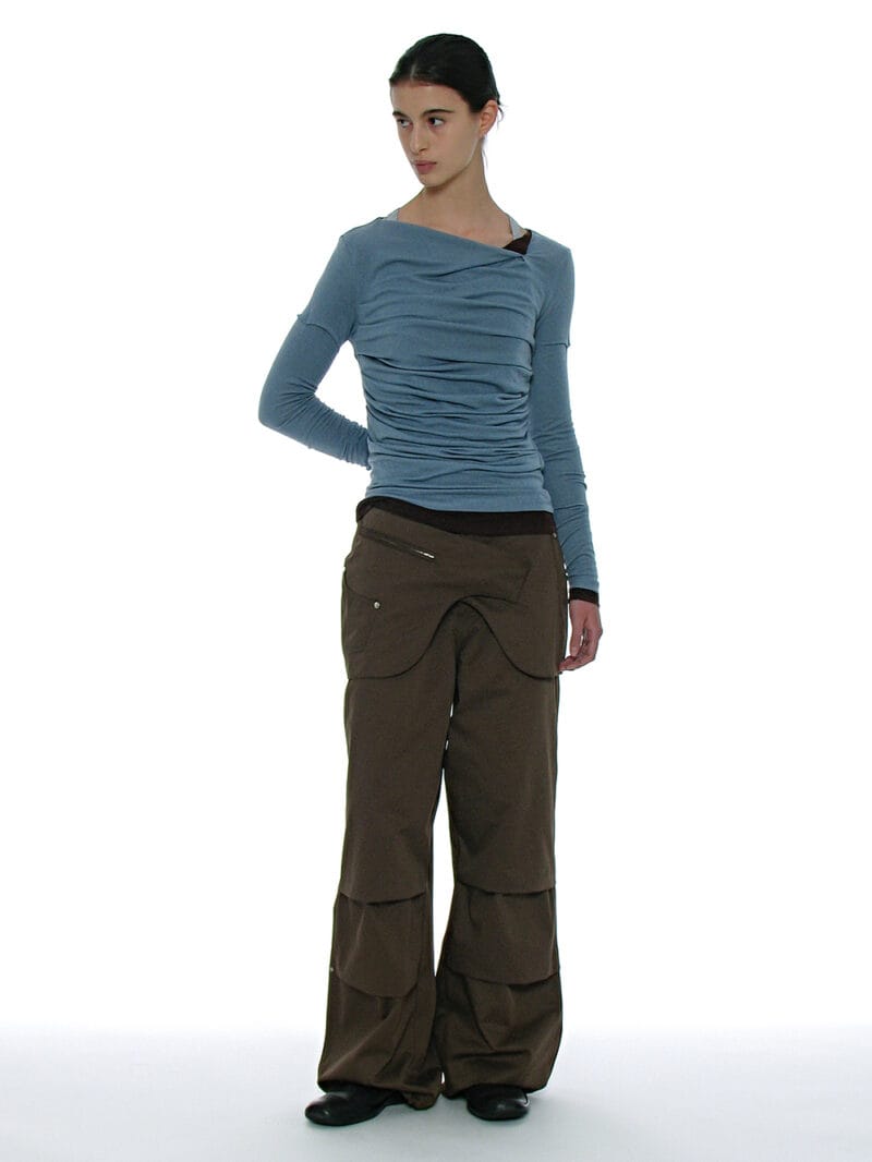 Partimento DOUBLE FACED PINTUCK DRAPE TOP (2 PACK)_DUSTY BLUE