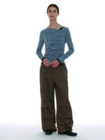 Partimento DOUBLE FACED PINTUCK DRAPE TOP (2 PACK)_DUSTY BLUE