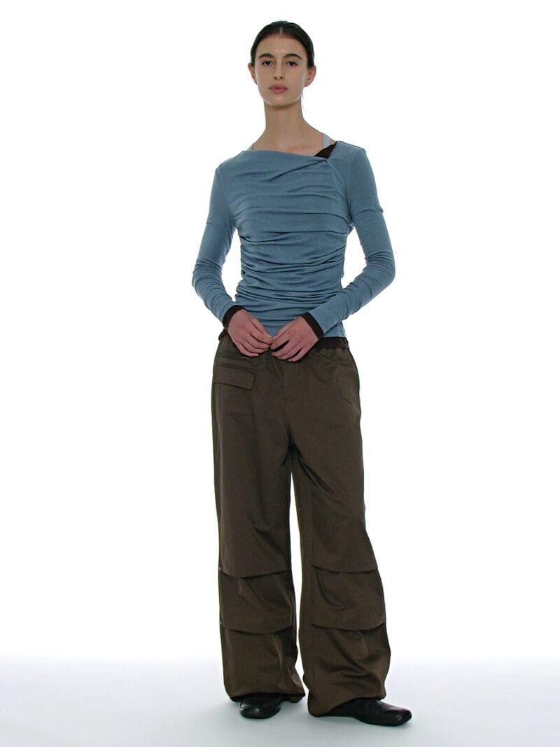 Partimento DOUBLE FACED PINTUCK DRAPE TOP (2 PACK)_DUSTY BLUE