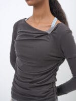 Partimento DOUBLE FACED PINTUCK DRAPE TOP (2 PACK)_CHARCOAL