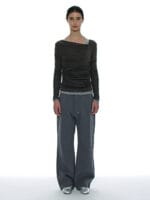 Partimento DOUBLE FACED PINTUCK DRAPE TOP (2 PACK)_CHARCOAL