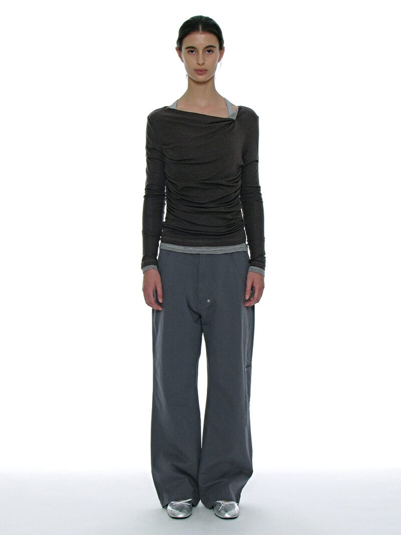 Partimento DOUBLE FACED PINTUCK DRAPE TOP (2 PACK)_CHARCOAL