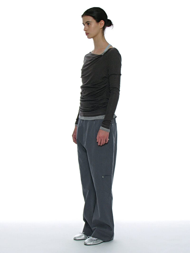 Partimento DOUBLE FACED PINTUCK DRAPE TOP (2 PACK)_CHARCOAL