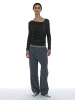 Partimento DOUBLE FACED PINTUCK DRAPE TOP (2 PACK)_CHARCOAL