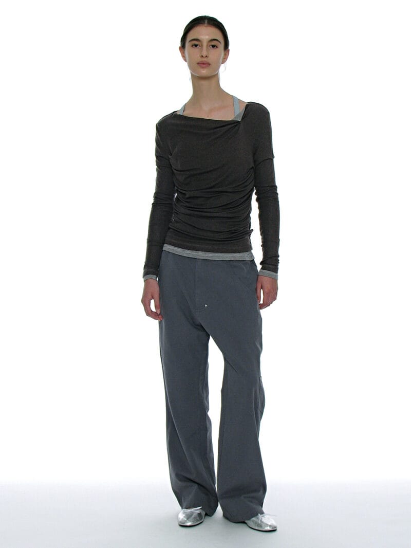 Partimento DOUBLE FACED PINTUCK DRAPE TOP (2 PACK)_CHARCOAL