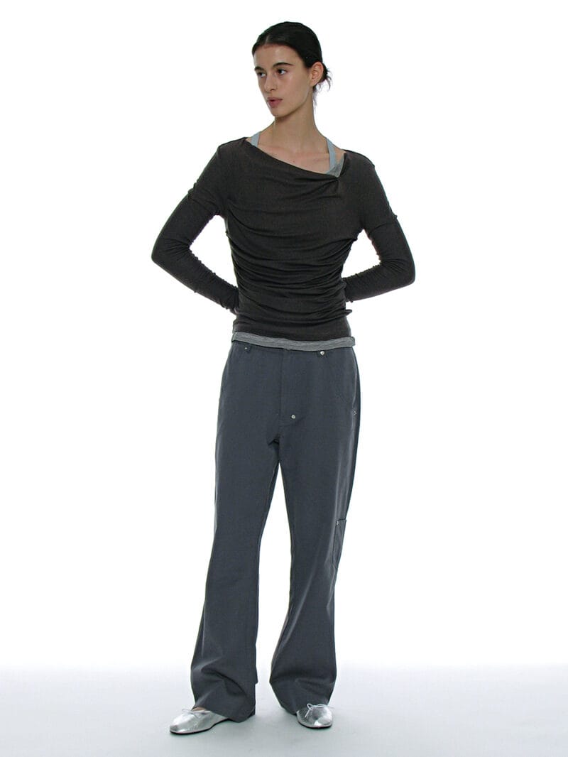 Partimento DOUBLE FACED PINTUCK DRAPE TOP (2 PACK)_CHARCOAL