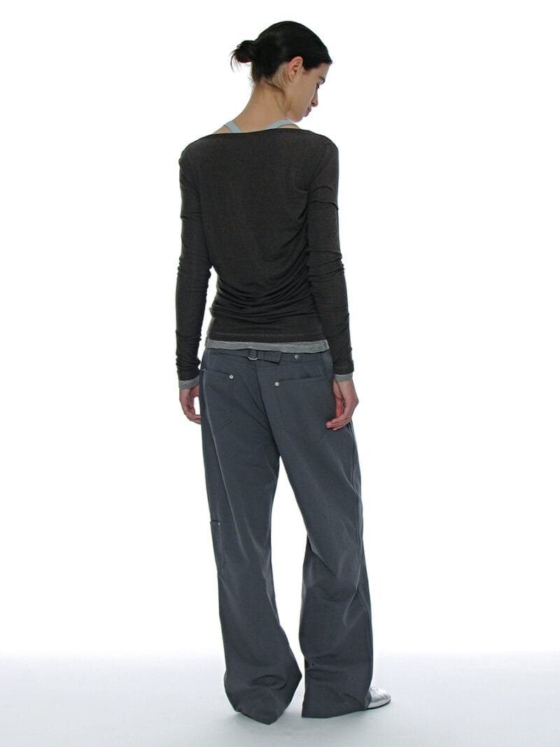 Partimento DOUBLE FACED PINTUCK DRAPE TOP (2 PACK)_CHARCOAL