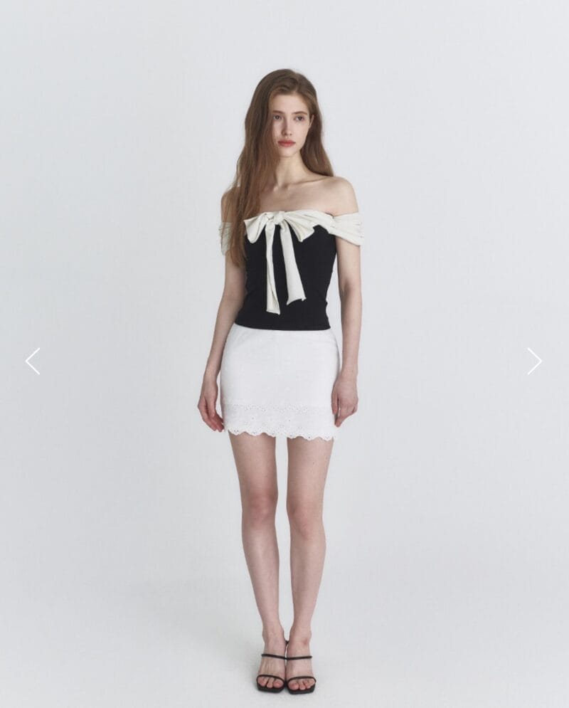 Not Your Rose OFF SHOULDER RIBBON TOP (BLACK)