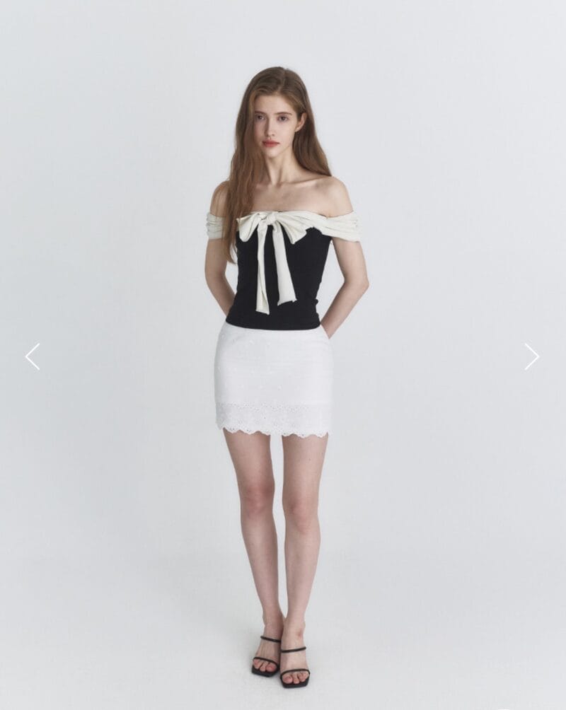 Not Your Rose OFF SHOULDER RIBBON TOP (BLACK)