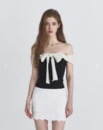 Not Your Rose OFF SHOULDER RIBBON TOP (BLACK)
