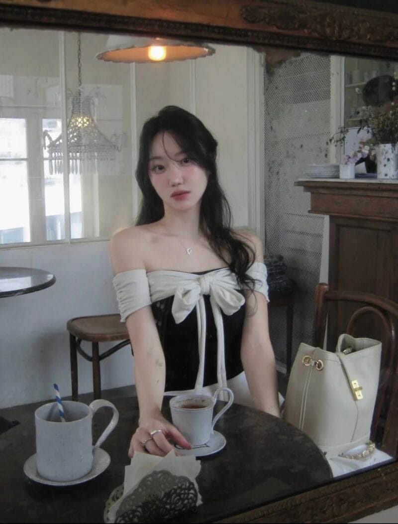 Not Your Rose OFF SHOULDER RIBBON TOP (BLACK)