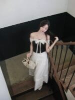 Not Your Rose OFF SHOULDER RIBBON TOP (BLACK)