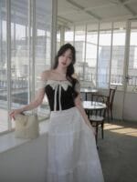 Not Your Rose OFF SHOULDER RIBBON TOP (BLACK)