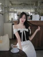 Not Your Rose OFF SHOULDER RIBBON TOP (BLACK)
