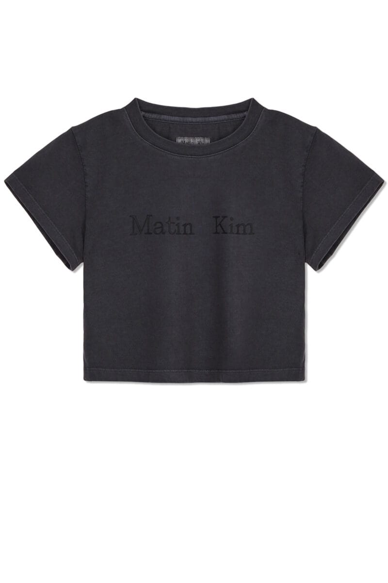 Matinkim PIGMENT LOGO CROP TOP IN DARK GREY