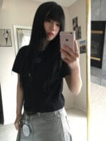 Matinkim LABEL POINT LETTERING CROP TOP IN BLACK