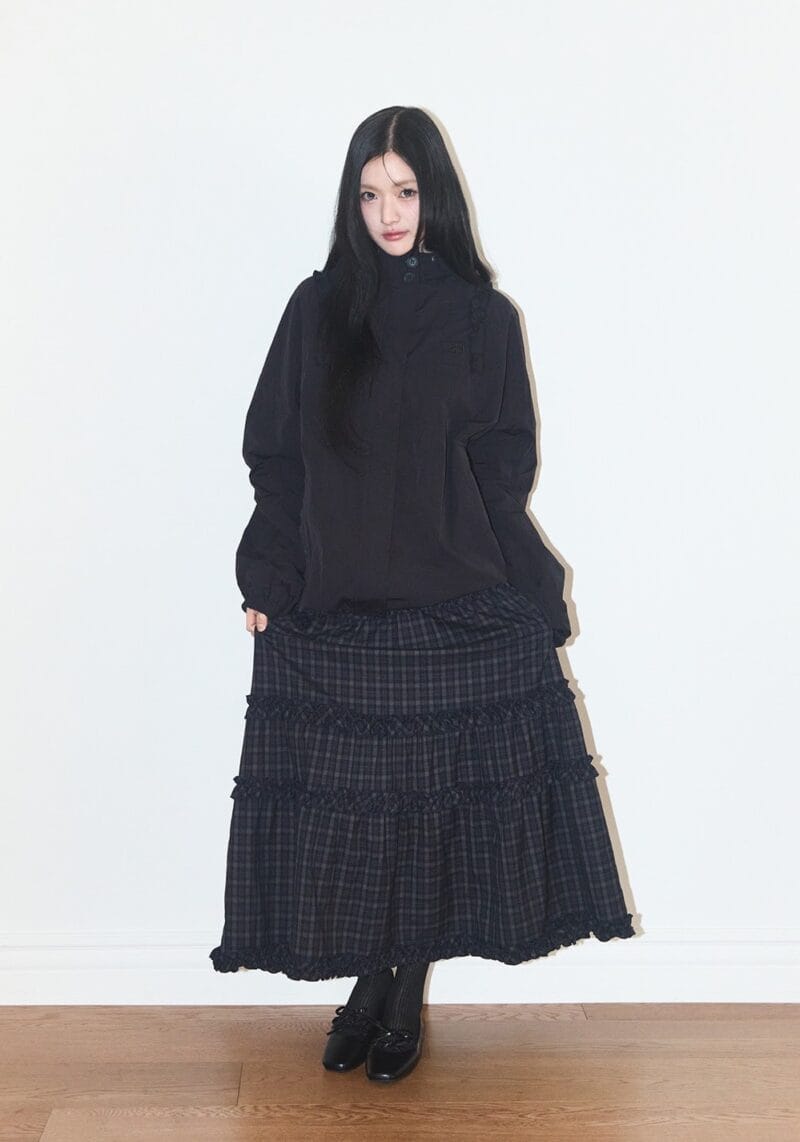 illigo Buckele frill long skirt check - navy