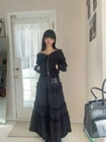 illigo Buckele frill long skirt check - navy