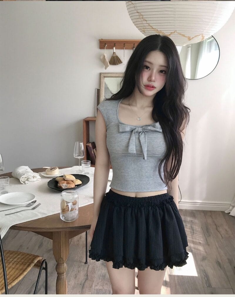 Cloudemotion blit ribbon Top + Cotton if frill sk set