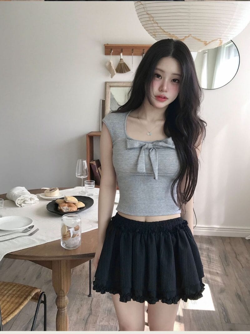Cloudemotion blit ribbon Top + Cotton if frill sk set