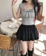 Cloudemotion blit ribbon Top + Cotton if frill sk set