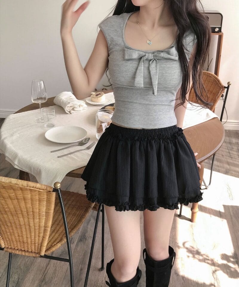 Cloudemotion blit ribbon Top + Cotton if frill sk set
