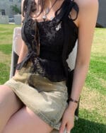 Cloudemotion Coachella frill ribbon BL - Black